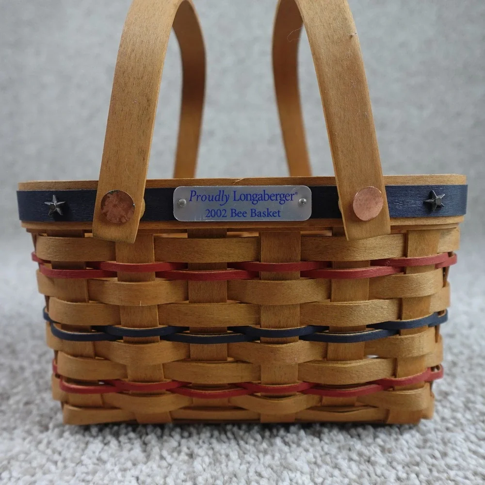 Longaberger 2002 Proudly Longaberger Bee Basket Patriotic Red Blue Stars